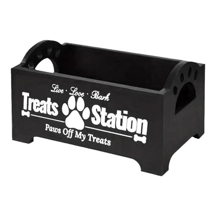 Dog Treat Container Wood Dog Food Storage Box for Cat Dogs with Paw Print Design