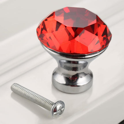 Door Knobs Handles Clear Crystal Diamond Glass Kitchen Cupboard Cabinet Pulls 40MM