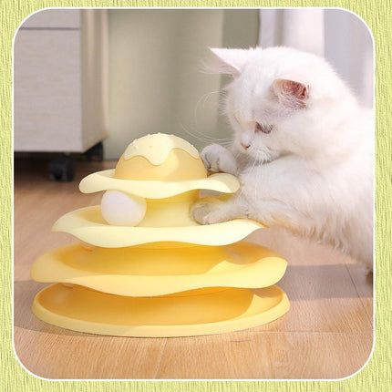 Funny Cat Toy Pet Toys Plastic Tower Interactive Track Ball Playing Game 3 Level