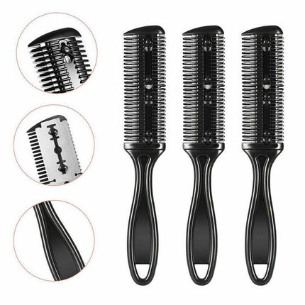 2PCS Razor Comb With Blades Razor Trimmer DIY Double Sides Hair Thinning Comb - Aimall