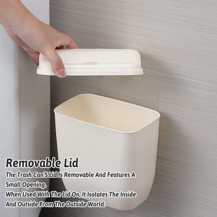 Wall Hanging Dustbin With Cover For Toilet Kitchen Hole Free Space Saving Bin