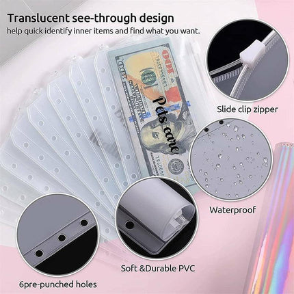 A6 Pu Leather Binder Pockets Cash Envelope Planner Notebooks