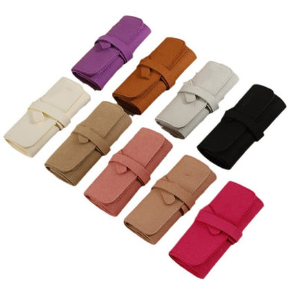 Portable Microfiber Jewelry Storage Bag Roll Organizer for Earrings Necklaces