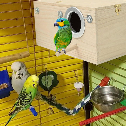 Wooden Breeding Box for Pet Parrot Outdoor Hatching Cage Nesting Box Habitat