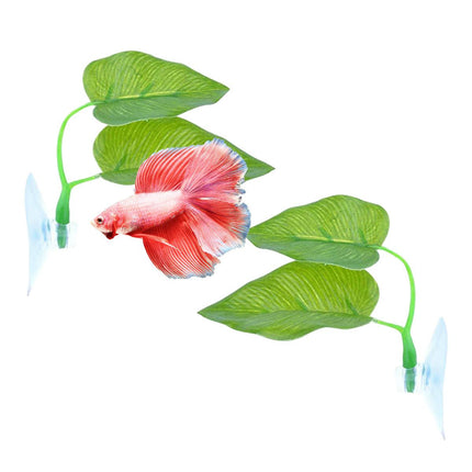 4pcs Aquarium Decoration Artificial Betta Fish Leaves Resting and Spawning Set