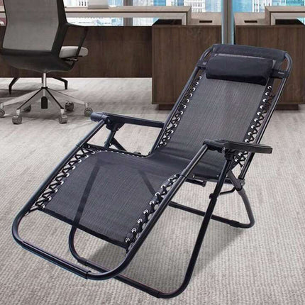 Cool Black Self-produced Nap Folding Recliner Office Lunch Beach Chair