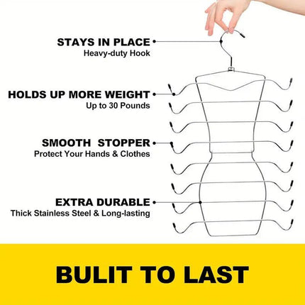 2pcs 8 Tier Metal Clothes Hanger Underwear Storage Organizer Stainless Steel