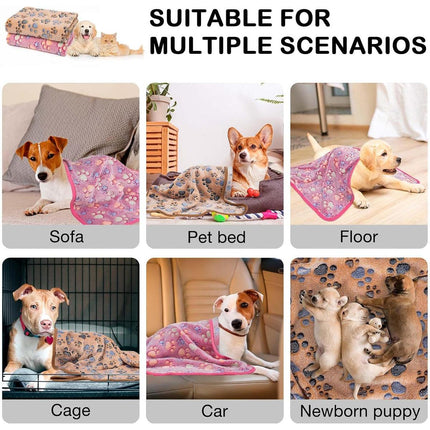 Small Pet Mat Paw Print Cat Dog Puppy Fleece Soft Pet Blanket Bed Cushion