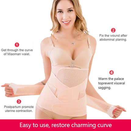 3 In 1 Abdomen Tummy Band Pelvis Belly Postpartum Belt Wrap Support Shapewear