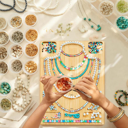 Wooden Beading Board DIY Bracelet Anklet String Design Bead Decoration Plate