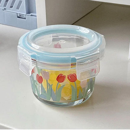 2pcs Glass Food Lunch Box Portable Fresh Seal Storage Container for Meal