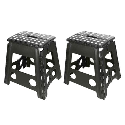 2PCS Plastic Folding Stool Set Portable Space Saving Step Stools Indoor Outdoor