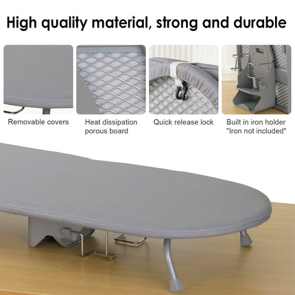 Foldable Ironing Board Wall Mount Compact Laundry Press Stand with Iron Holder