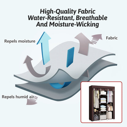 Simple Wardrobe With Shoe Rack Non Woven Fabric Foldable For Home Bedroom