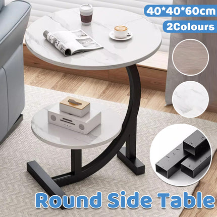 Round Side Table Small End Table Nightstand with Shelf for Living Room Bedroom