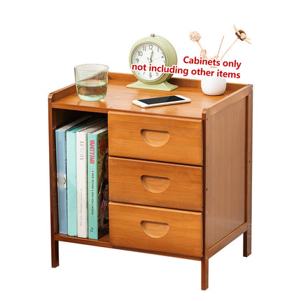 Bamboo Bedside Table with Drawer Sturdy Storage Organizer for Home Bedroom Use