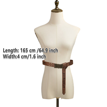 Embossed Faux Leather Belt Costume Buckle Waist Strap Cosplay Accessory Gear