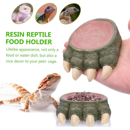 Lizard Claw Shaped Pet Food Water Bowl Durable Resin Non Slip Base Daily Use