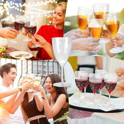 8pcs 210ml Plastic Twill Wine Glass Transparent Tall Drinking Cup for Party Bar