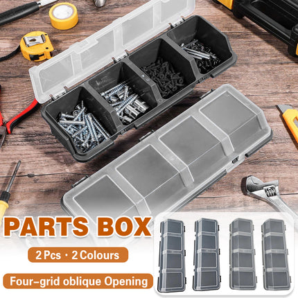 4-Grid Parts Storage Box Plastic Electronic Hardware Accessory Case with Lid ﻿