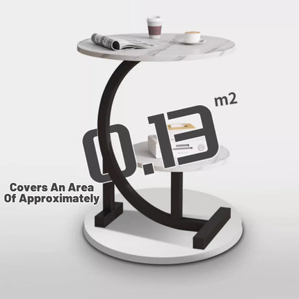 Round Side Table Small End Table Nightstand with Shelf for Living Room Bedroom