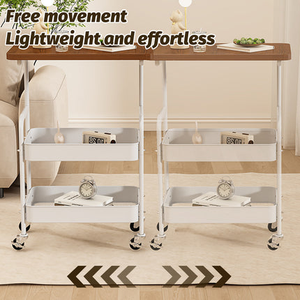Multi Layer Coffee Table Sturdy Rolling Caster Wheels Versatile Home Storage Use