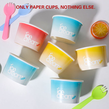 100PCS 4oz Ice Cream Cups Paper Cups Food-Grade Water-Proof Oil-Proof Takeaway