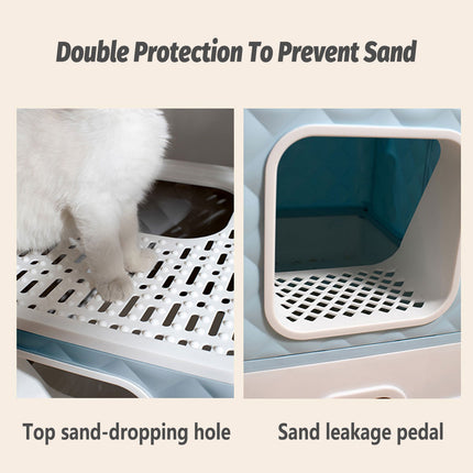 Cat Litter Box Large Capacity Drawer Type Design Enclosed Toilet for Indoor Pet