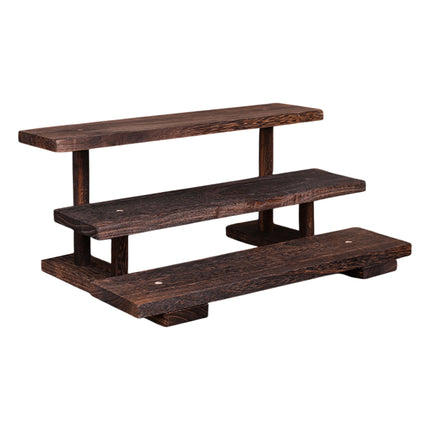 Solid Wood Step Shelf Display Rack Rustic Style Sturdy Durable Space Saving