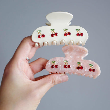 4pcs Cute Cherry Hair Clips Shark Clip Back Head Scratch Clip Hair Accessories