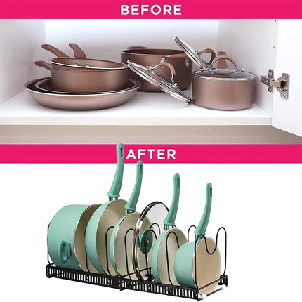Retractable Kitchen Storage Rack Pot Lid Holder Cutting Board Organizer Stand