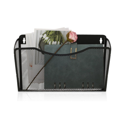 File Organizer Mesh Wall Mounted Rack Magazine Holder Storage Basket for Office