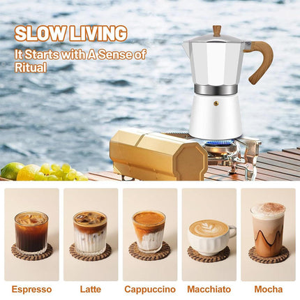 Portable Coffee Maker Wood Grain Handle Outdoor Manual Espresso Machine Camping