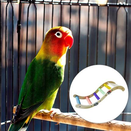 Wooden Parrot Climbing Ladder Swing Toy Claw Grinding Sanded for Small Birds