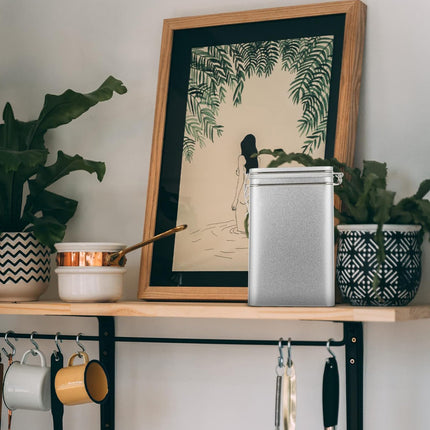 Tea Storage Canister Airtight Coffee Beans Container Iron Food Sealed Jar