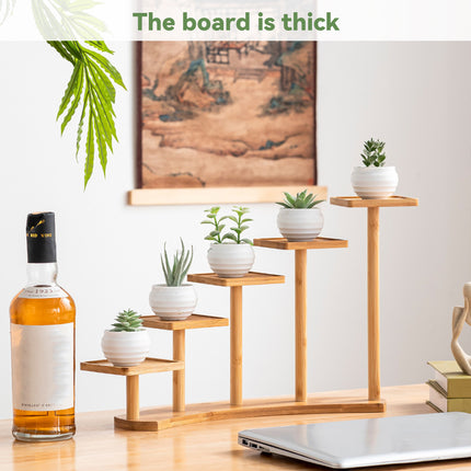 Bamboo Indoor Desktop Flower Stand for Living Room Office MultiTier Plant Holder
