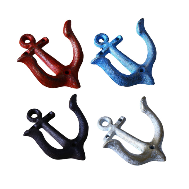 4PCS Vintage Iron Anchor Hooks Wall Decor for Home Bar Hanging Coats Keys Towels