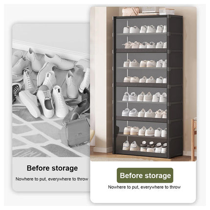 Simple Shoe Cabinet with Transparent Door 8 Tier for Entryway Hallway Durable