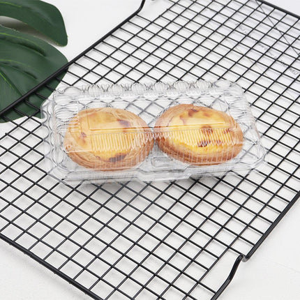 100PCS Transparent Plastic Egg Tart Box Disposable Bakery Packing Container