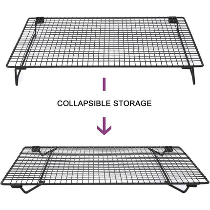 Collapsible Black Mesh Cake Cooling Rack Foldable Baking Tray for Kitchen Use