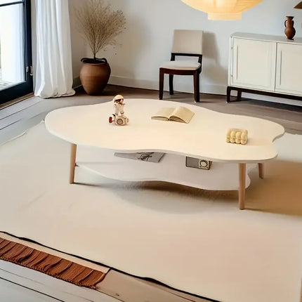 Double-Tiered Coffee Table Stable Anti-Slip Sturdy for Living Room Modern Home