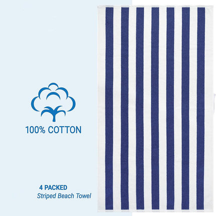 4pcs Striped Bath Towels 75x150cm Soft Absorbent Cotton Towels for Bathroom