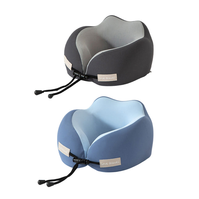 Travel Neck Pillow Memory Foam U Shape Grey Cushion for Airplane Train Support