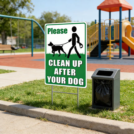 2PCS Clean Up After Your Dog Sign Dog Litter Clean Up Sign 20x30cm Stable Sturdy