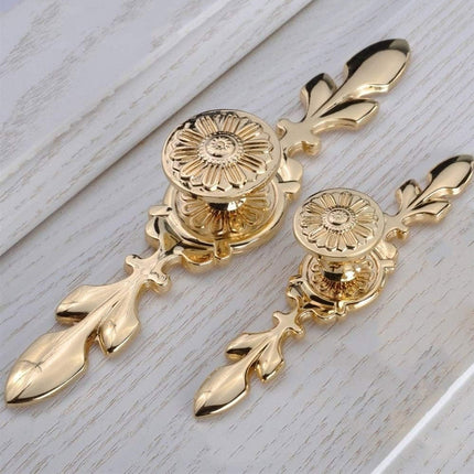 European Gold Cabinet Handle High End Luxury Copper Pull for Wardrobe Drawer Door