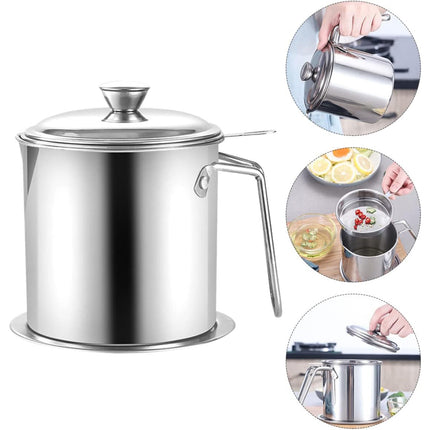 2L Large Capacity Stainless Steel Oil Filter Pot Leakproof Easy to Clean Durable
