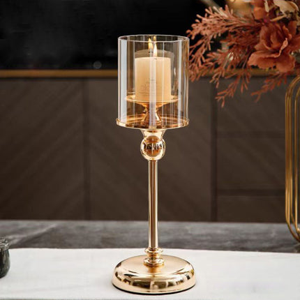 3PCS Light Luxury Style Candlestick Alloy and Glass Material Home Decor Durable