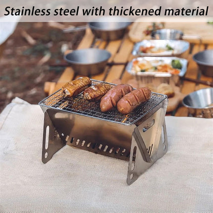Camping Mini BBQ Grill Portable Charcoal Barbecue Grill Stainless Steel Camping