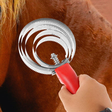 Stainless Steel Cattle Brush with Serrated Teeth Grooming Scraper for Horses Use