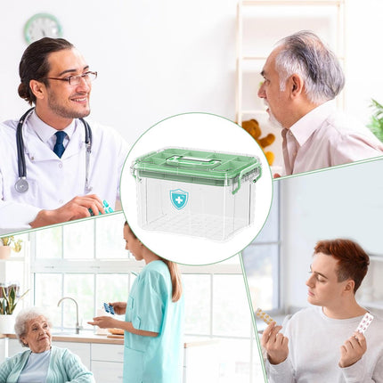 Medicine Storage Box Transparent Multi Layer First Aid 2 Sizes 2 Colours